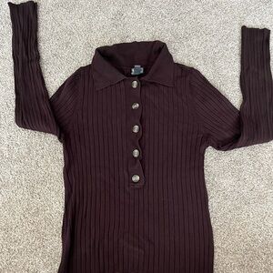 Worthington Chocolate Brown Knit Top